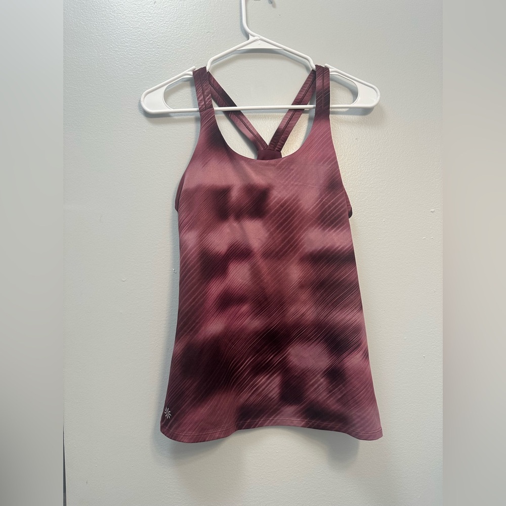 Athleta Maroon Tie-Dye Strappy Tank Top